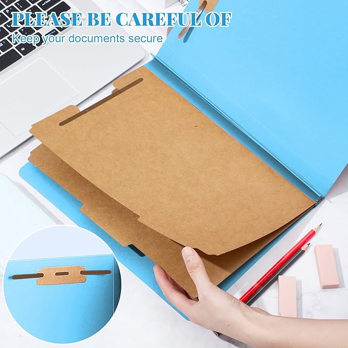 Skyygemm 36 Pcs Classification Folders Letter Size, 2 Divider Pressboard File Folders with 3. 5 Inch Expansion, 2 Prongs Fastener, Heavy Duty Office File Organizers for Teachers, Medical (Blue)