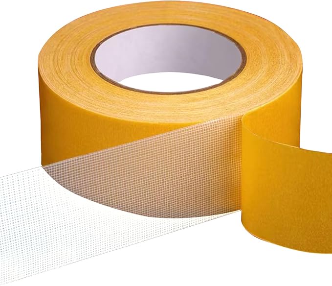 Double Sided Tape Heavy Duty 65ft, High Tack Strong Wall Adhesive Tape with Fiberglass Mesh, Removable Sticky Double Sided Mounting Type for Rugs, Carpets, Pictures and Art Crafts (2inch x 65ft)