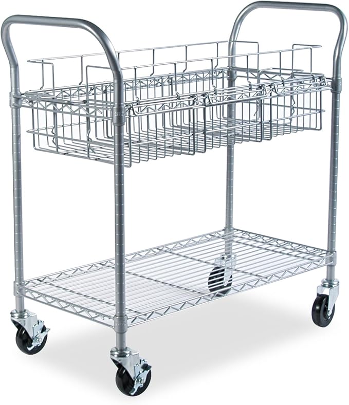 Safco 5236GR Wire Mail Cart Holds 150 Legal Folders, Sold Separately, Gray
