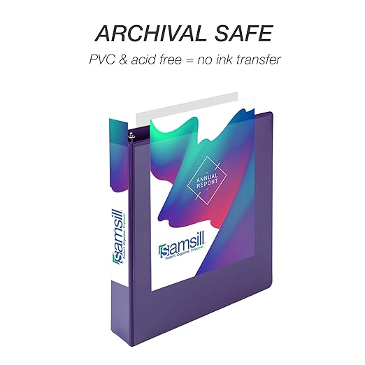 Samsill 1.5 Inch 3 Ring Binder, Made in USA, Economy Round Ring, Clear View Cover, 325 Sheet Capacity - for School, Home, Office - Violet Purple