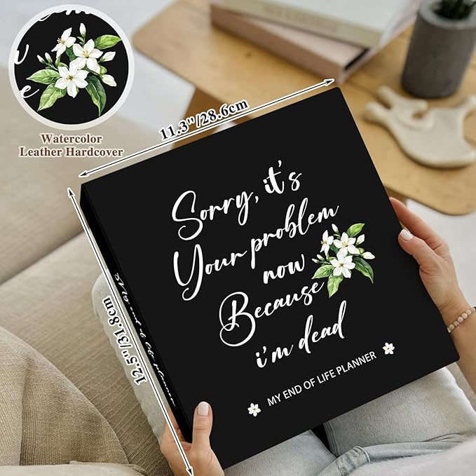 Lanpn End of Life Binder Organizer Death Planner 8.5"x11", Final Wishes & Estate Document Folder with 8 Dividers & 10 Letter Size Binder Pockets, Before Death Life Plan When I Die Journal Book
