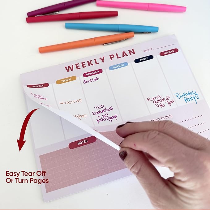 Weekly Planner Notepad – Tear-Off Weekly to do List Notepad, Weekl y Desk Calendar Notebook for Productivity, Task Planner for Time Management, Project Planner with 50 Planning Sheets