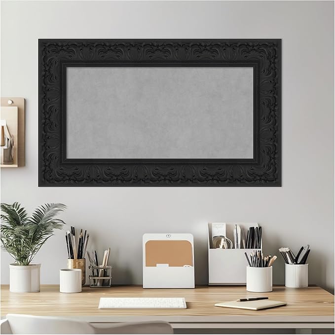 Amanti Art Black Framed Magnetic Board 19x31 Small Vision Board for use with Magnets, 100% Metal Sheet to Display Items as Office Decor or for Home Organization in mudroom, Kitchen or Kids Room