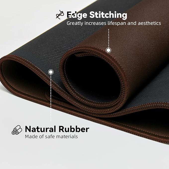 Reniteco Waterproof Large Gaming Mouse Pad with Durable Stitched Edges, Non-Slip Rubber Base, Grainy Jacquard Mouse Mat Desk Pad for Home Office Gaming, 31.5''x11.8''x0.12'', Matte Brown