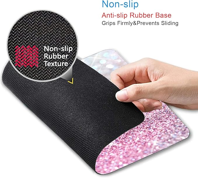 IMAYONDIA Pink Blue Sparkly Mouse Pad Cute, Rectangle Non-Slip Rubber Glitter Bling Gradient Mousepad for Kids Girls, Laptop Computer Mouse Pads, 9.5 X 7.9 Inch