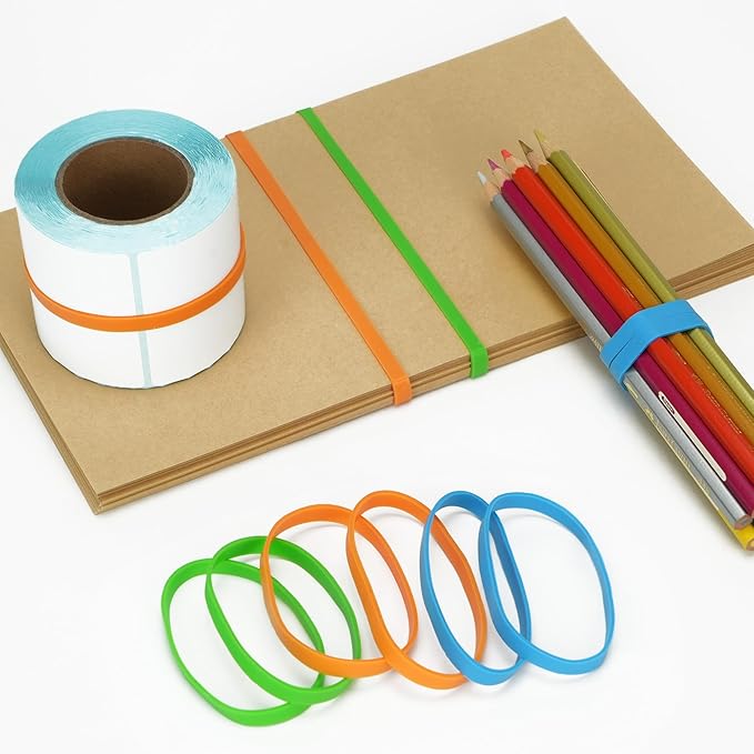 LotFancy Rubber Bands, Size 64 (3-1/2" x 1/4"), 0.5 lb Approx 130 Pcs Thick Heavy Duty Colored Rubber Bands for Office Supplies
