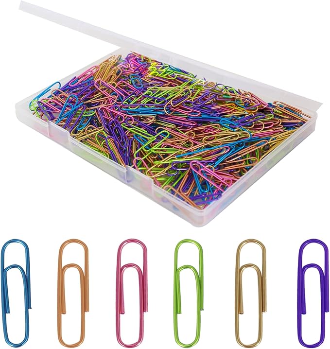 Ufmarine Colored Paper Clips, 480 Pcs Medium Paper Clips 1.3 inch for Office