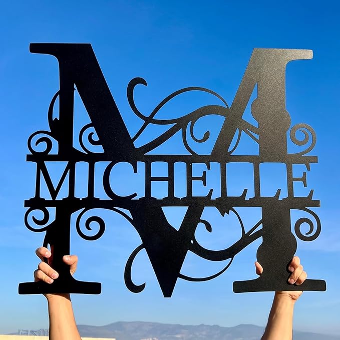DecoSoul Personalized Metal Name Signs, Split Letter Monogram Wall Art Decor, Durable Steel Family Last Name Decor, Custom Signs Indoor or Outdoor, Personalized Wedding Gifts, Housewarming Gift