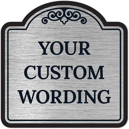 Custom Decorative Sign, Personalized Metal Sign for Business, Driveway, Home, Airbnb, Office Door Plaque, Brushed Nickel Sign, 8x8 Inches, ACM, Fade Resistant, Made in USA by Sigo Signs