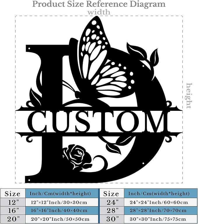 Personalized Custom Letter Name metal Signs,Custom Black Letter Monogram Wall Art Decor,Metal Signs Plaques Outdoor wall Decorative Signage (D)