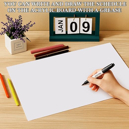 Roowest 4 Pcs 12 x 16 Inch, 1/8 Inch Thick White Acrylic Sheets Plastic Panels Sheets Cut to Size Cast Acrylic Board Panel with Protective Film for Craft DIY Projects Display Sign Frame
