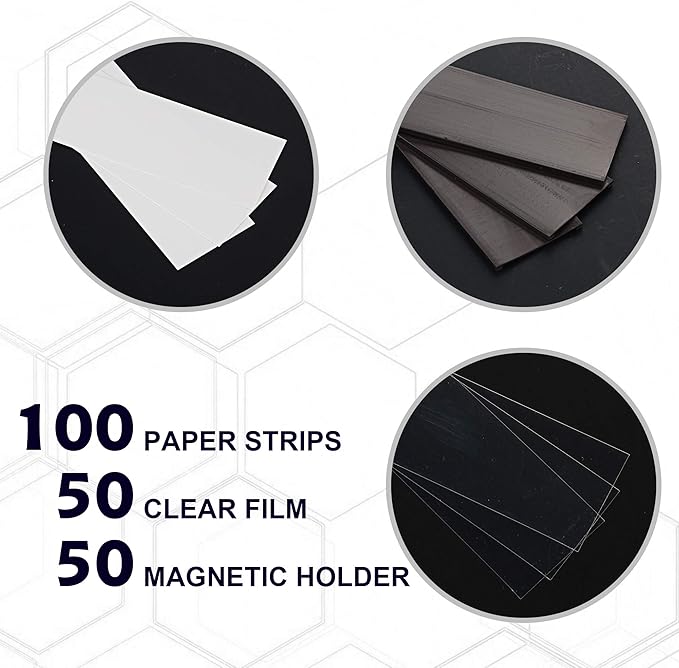 LLPT Magnetic Label Holder 4” x 1.6” 50 Packs C Channel 300g White Paper Cards Protective Film Strong Removable for Shelf White Board Toolbox Metal Wall Cabinet Drawer(MH4150)