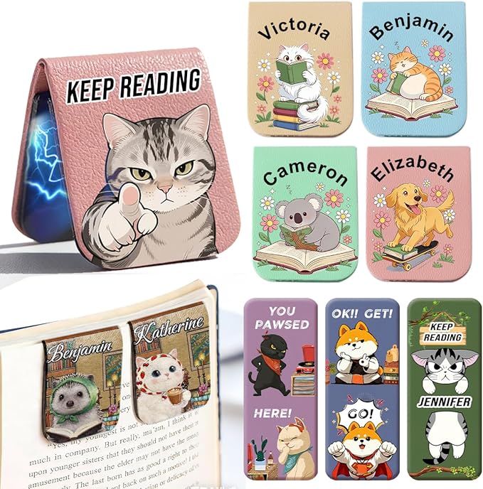 Magnetic Bookmark Clip Personalized for Readers, Custom Name Magnetic Page Marker for Books,2 Pack Gifts for Book Lover, Teachers, Student, Women and Firends