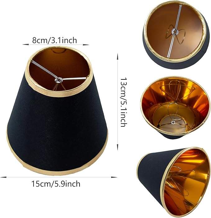 TAaMTYH small lamp shade chandelier shades set of 6，Fabric Lampshade for Wall Lamp，chandelier shades，small table lamps，For Cutting Edge bulbs, Clip-on Fitter Lampshade，3" X 6" X 5"