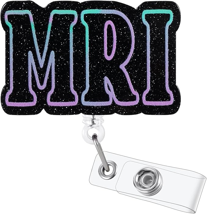 MRI Technologist Badge Reel | Retractable ID Card Badge Holder | Name Tag Medical Work Badge Clip for RN LPN CNA MA ER Night Shift Nurse Nursing Student Doctor | Nurse Gifts | Acrylic｜Alligator Clip