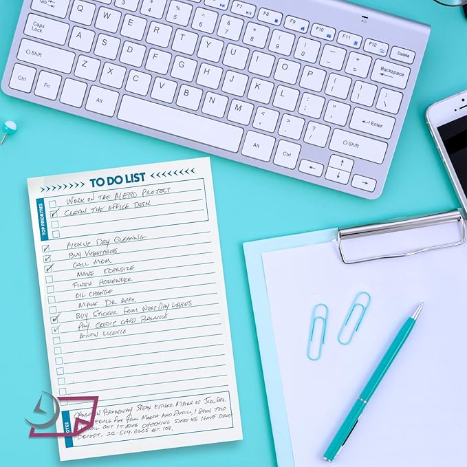 To Do List Notepad – 2 Pads of 50 Sheets, Total of 100 sheets (5.5 x 8.5) Ruled Planning Checklist Memo Pad for Daily Tasks, Priority & Notes field for Efficacy. Jot Down – Purchases, Appointments,