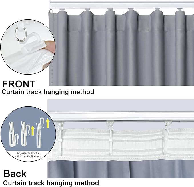 Cbsroro Room Divider Blackout Curtain Track Curtains Wall Dividers Panels Screen for Living Rooms Bedroom Office Privacy Partition Separation, W180 × L120 Inch,1 Panel, Light Grey
