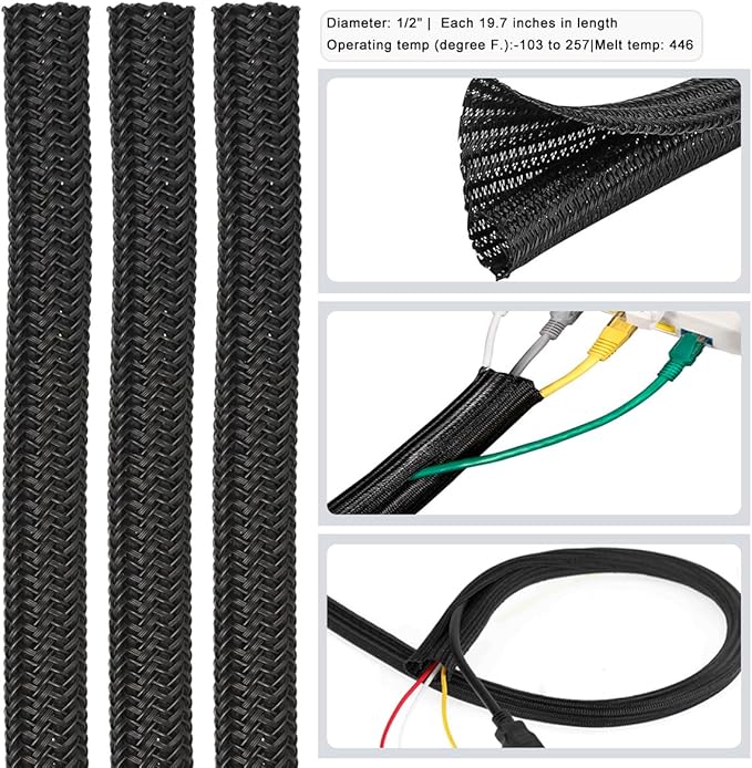 ZIIYAN 163 PCS Cable Management Kit, 3 Wire Organizer Sleeve, 8 Self Adhesive Cable Holder, 25 Cord Clips, 20+2 Roll Reusable Cable Straps and 100 Fastening Cable Ties for Computer TV Under Desk