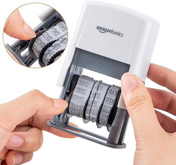 Amazon Basics Self-Inking Date Stamp, Rectangular, 2.56" x 1.69" x 4.13"