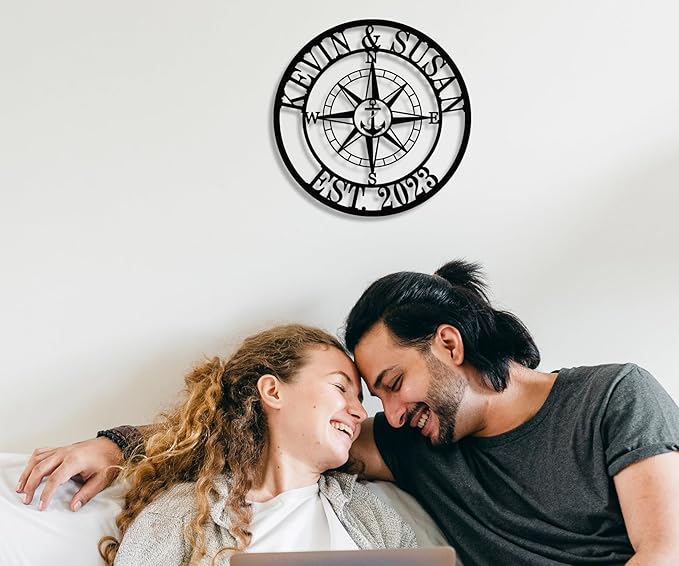 Custom Anchor Compass Metal Sign, Personalized Coordinates Sign, Custom Nautical Decor, Housewarming Gift, Anniversary Wedding Gifts for Couples 2025, Metal Wall Art