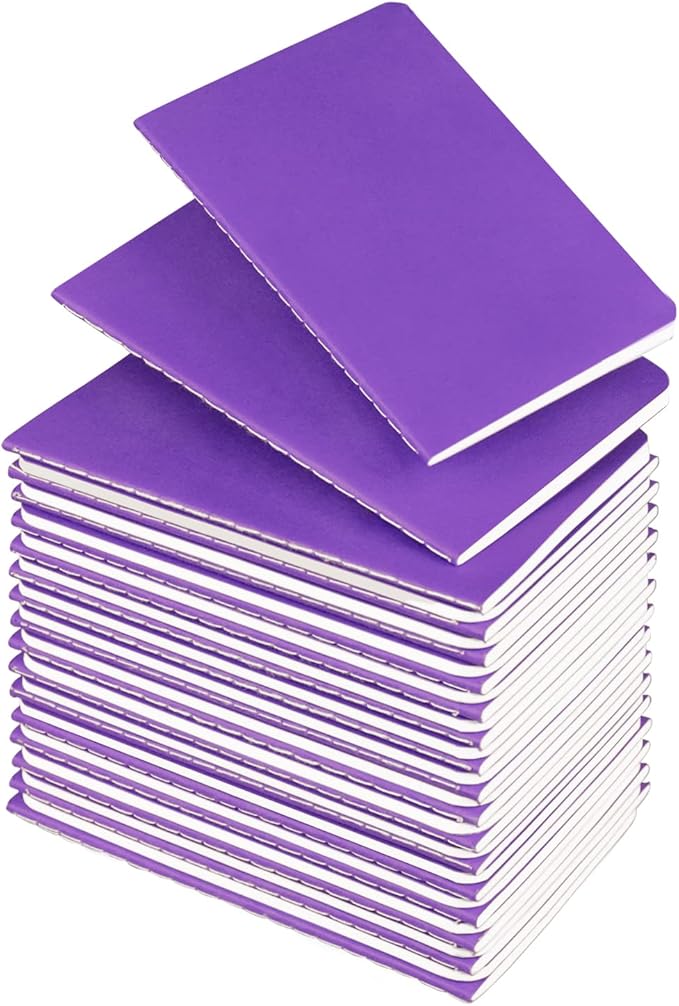 Lzerking Small Notebooks Bulk 3.5 x 5.5 Inches 36 Pack Mini Pocket Journal Notepads-Purple Cover for Kids, 30 Sheets/60 Pages, Available as Party Favors or Holiday Gifts