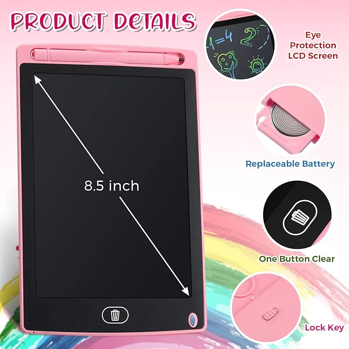 Zhehao 20 Pack LCD Writing Tablet for Kids: 8.5 Inch Colorful Drawing Doodle Boards - Reusable Erasable Doodle Board Educational Learning Toys Gifts for Toddlers Ages 3-8 Party Favors(Vibrant,Classic)