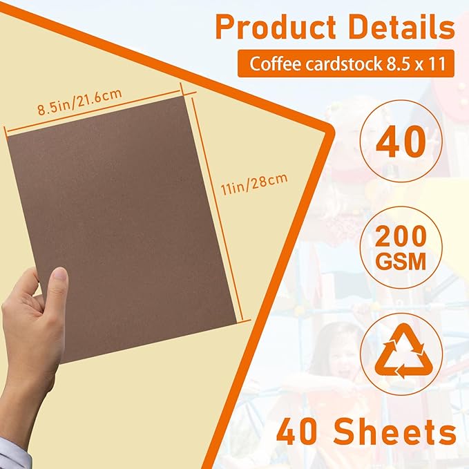 Guakicae 40 Sheets Coffee Color Cardstock 8.5 x 11 Craft Paper, 75lb Heavyweight Dark Brown Card Stock for DIY Cards Making, Wedding Invitations, School Crafting, Greeting Cards