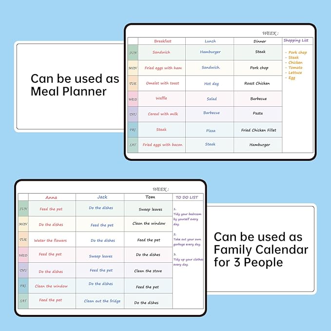 Magnetic Dry Erase Weekly Planner Whiteboard Monthly Calendar for Fridge, Schedule Board, Menu Board, to DO and Chore List for Family
