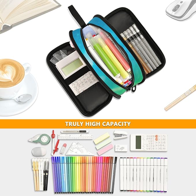 BOENLE Soccer Football on Field Pencil Case Box Boys Girls Large Pencil Pouch with Zipper Compartments Big Capacity Stationery Pen Bag Organizer for Kids Teens Adults School