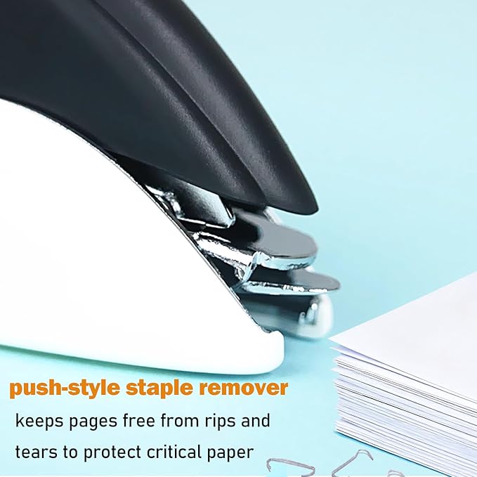 Aterflym Professional Staple Remover & Puller – Staple Remover Without Tearing, Heavy Duty Stapler Remover Tool, White & Black, 2 Pack for Office/Desk/Classroom