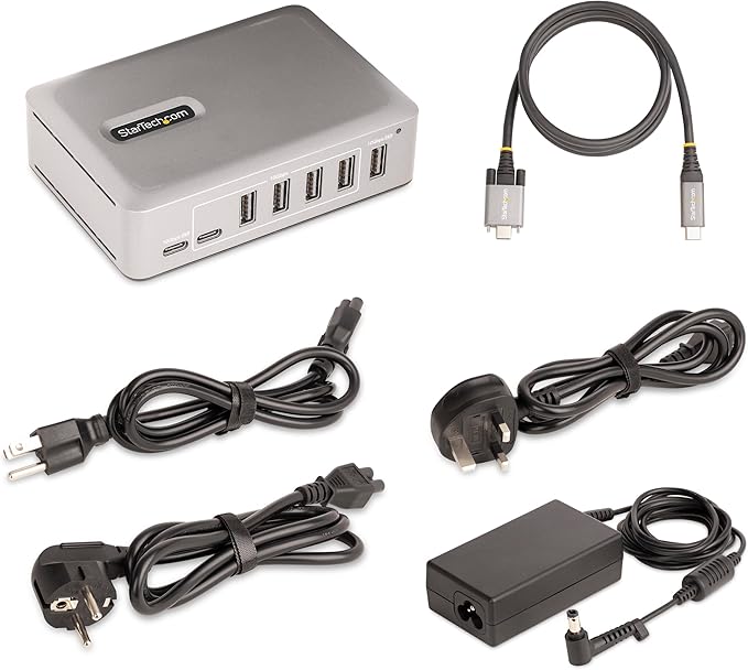 StarTech.com 7-Port USB-C Hub - 5X USB-A/2x USB-C - Self-Powered w/65W Power Supply - USB 3.1 10Gbps - Desktop/Laptop USB Hub w/3ft USB-IF Certified Locking Cable - USB C Splitter, TAA