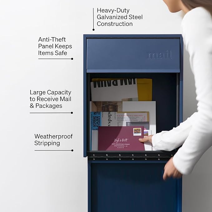 Wall Mount Mailbox - Large, Anti-Theft Locking Mailbox, Weatherproof Mailboxes for Outside The House, 18.5" H x 15" L x 7.5" D (Curb Yellow)