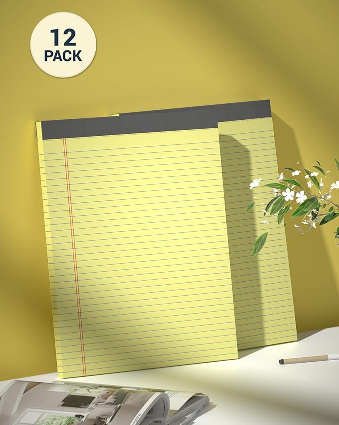 24 Pack Legal Pads 8.5 x 11 College Ruled Writing Pads, 720 Sheets Legal Note Pads 8.5 x 11 Narrow Ruled Lined Paper Pads, Perforated Notepads Notebook Yellow Paper Tablets 30 Sheets Per Notepad