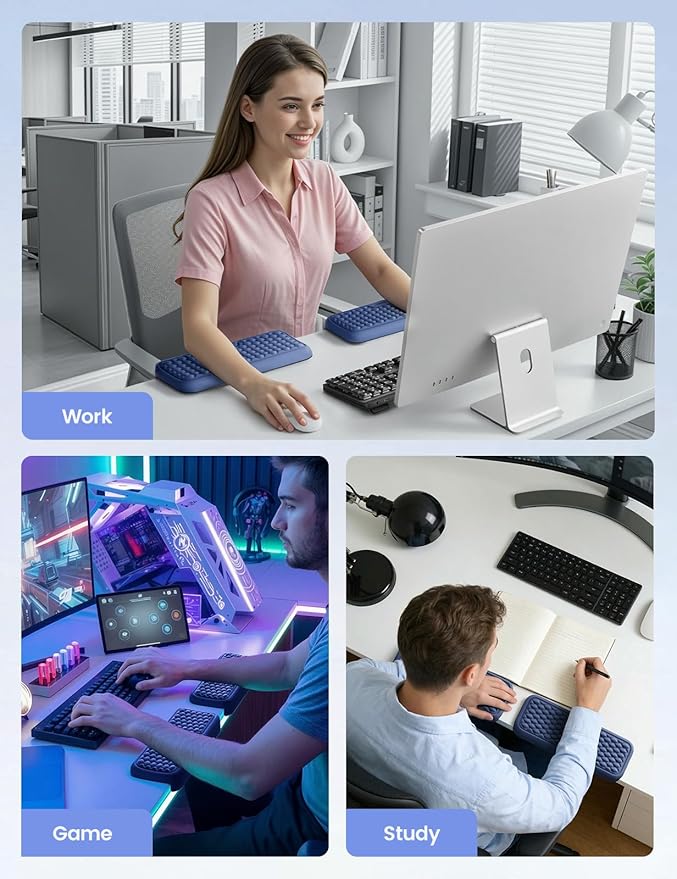 Vaydeer 2Pcs Elbow Pad for Desk, L-Shaped Arm Rest Desk Edge Cushion, Ergonomic Memory Foam Elbow Rest Wrist Support Keyboard Mouse Padding for Palm Hand Office Computer Home Gaming Accessories-Pink