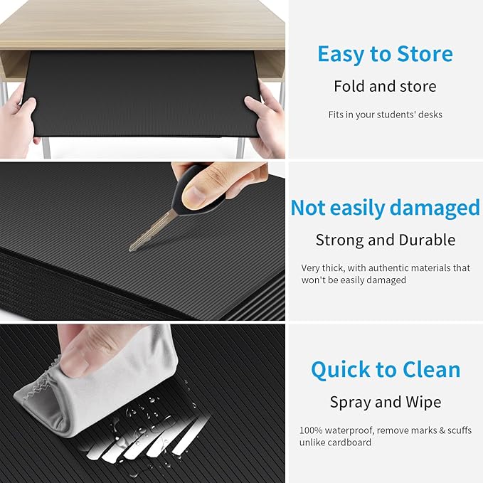 6 Pack Black Desk Dividers for Students, Privacy Shields Folder for Students, Durable & Waterproof Plastic Study Board, Classroom Teacher Supplies Test Divider, Includes Extra Labels