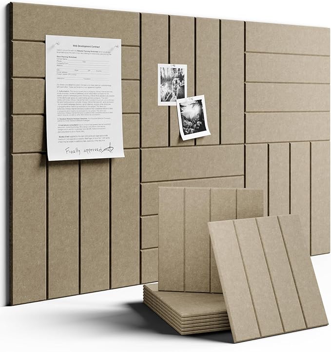 Large Felt Bulletin Board 36"x24" Cork Board Alternative - 6 Pack with 40 Safe Removable Adhesive Tabs, Cork Boards for Walls for Home Office Classroom Pin Board-Earth Brown