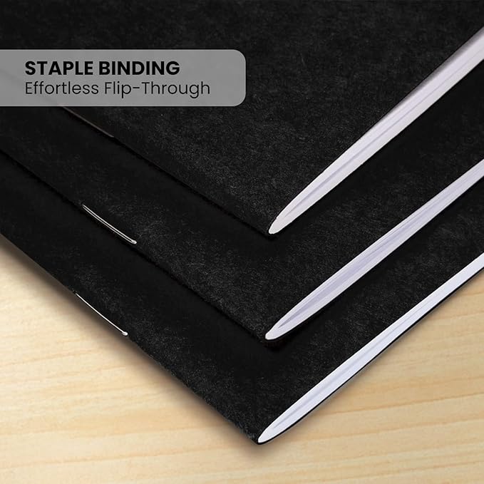 Paper Junkie 48 Pack Unlined Pocket Size Notebook, Black Blank Books for Kids To Write Stories Bulk Set, Mini Journals for Office, Classroom, and Travel Use (4.25 x 5.5 In)