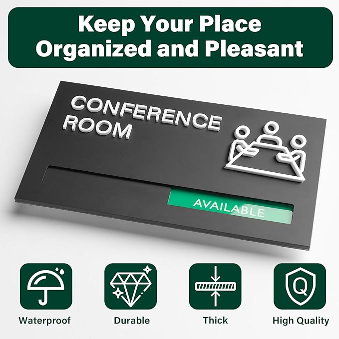 Noah Baby ""9x5 Privacy Slider Sign - In Use/Available for Mother's Rooms, Conferences, Wellness Areas | Office & Hospital Door Indicator"", Black