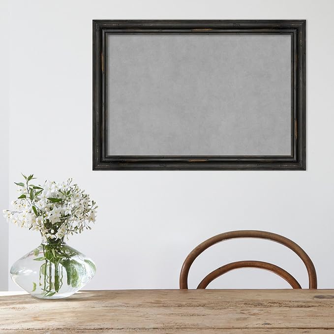 Amanti Art Black Framed Magnetic Board 19x27 Medium Vision Board for use with Magnets, 100% Metal Sheet to Display Items as Office Decor or for Home Organization in mudroom, Kitchen or Kids Room