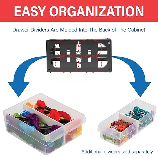 Akro-Mils 26-Drawer Plastic Drawer Storage Cabinet for Garage Organization, Bead Organizer, Building Bricks Storage, Teacher Toolbox, Makeup Organizer, 20" W x 6" D x 10" H, 10126 Red