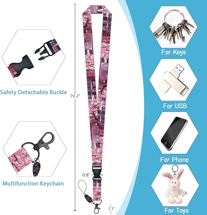 Cute Cat Lanyard for ID Badges, Retractable Badge Holder Reel with Detachable Vertical Card Holder, Kawaii Japanese Dessert Name Tags Gifts for Teachers, Nurses, Office Women