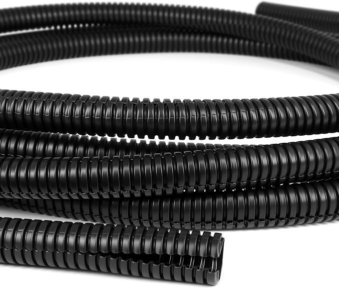 Split Wire Loom Tubing, 10,25ft Cord Protectors from Pets No Chew, Flexible Wire Covers Cord Protectors, Protective Split Cable Sleeve for Automotive Home Industrial Wires(Black, 1.12inch-10ft)
