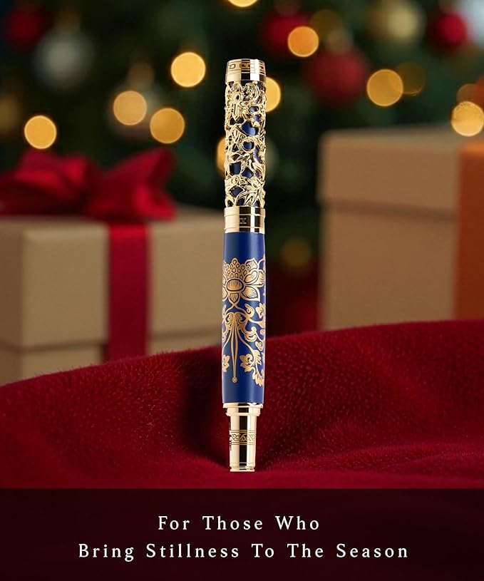 ARTEX Luxury Fountain Pen Set With Stand - Museum Art Collections - Crafting Timeless Beauty - the Best Gift & Office Desk Decor, German SCHMIDT Fine Nib, Solid Metal & Marble Texture