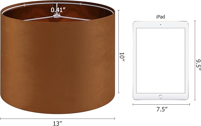GO&SO Burnt Orange Velvet Drum Lamp Shades Set of 2 Medium, Replacement Lamp Shade 13" Top x 13" Bottom x 10" High(Spider)- Modern Fabric Lampshade for Table Lamp,Floor Lamps -Assembly Require