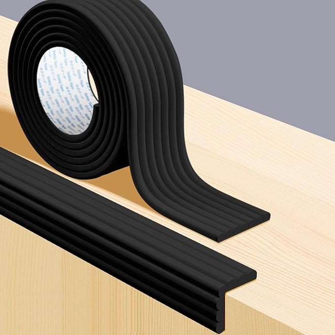 OYKSHDF Proof Edge Corner Protector, 2pcs 78.7in/200cm Furniture Safety Bumpers Guard Padding, Soft NBR Rubber Foam Adhesive Cushion, Fireplace Cabinets Table Desk Edges & Sharp Corners (Black)