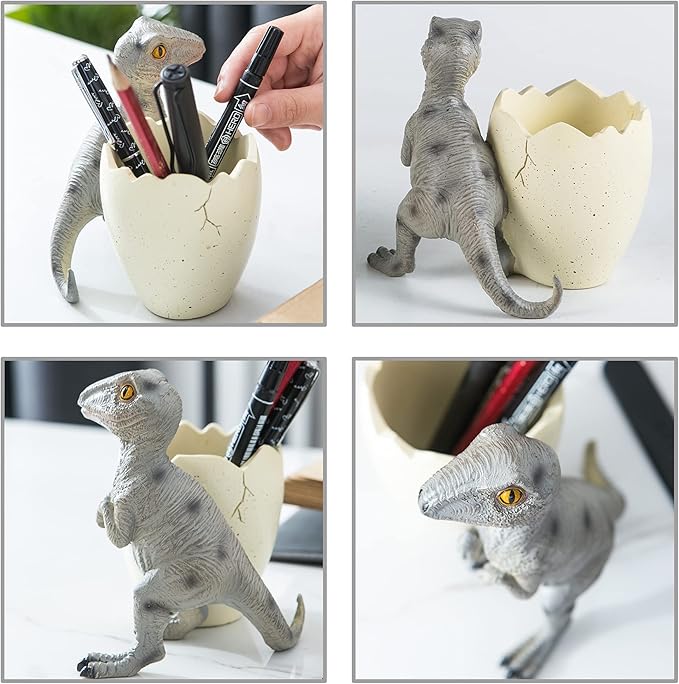 Banllis Cute Pencil Holder Funny Dinosaur Desk Accessories,Pen Organizer for Home and Office Decorative Supplies,Decor Toothcup,Resin Gift for Man and Women