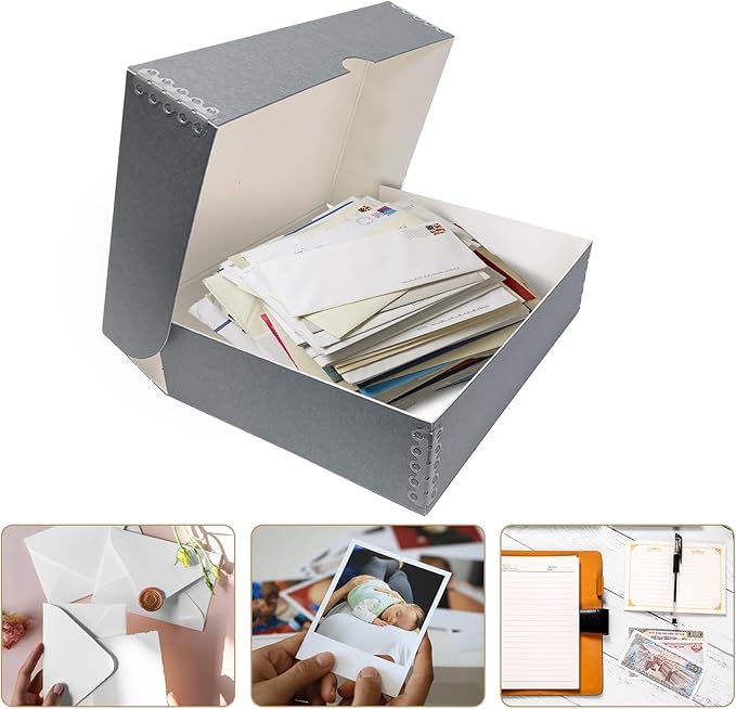 Lineco, 9x12 Clamshell Archival Folio Storage Box, 3" Deep, Acid-Free with Metal Edge Preservation Box. Preserves Picture Magazines Longevity, Organize Photos or Documents, Artwork, DIY