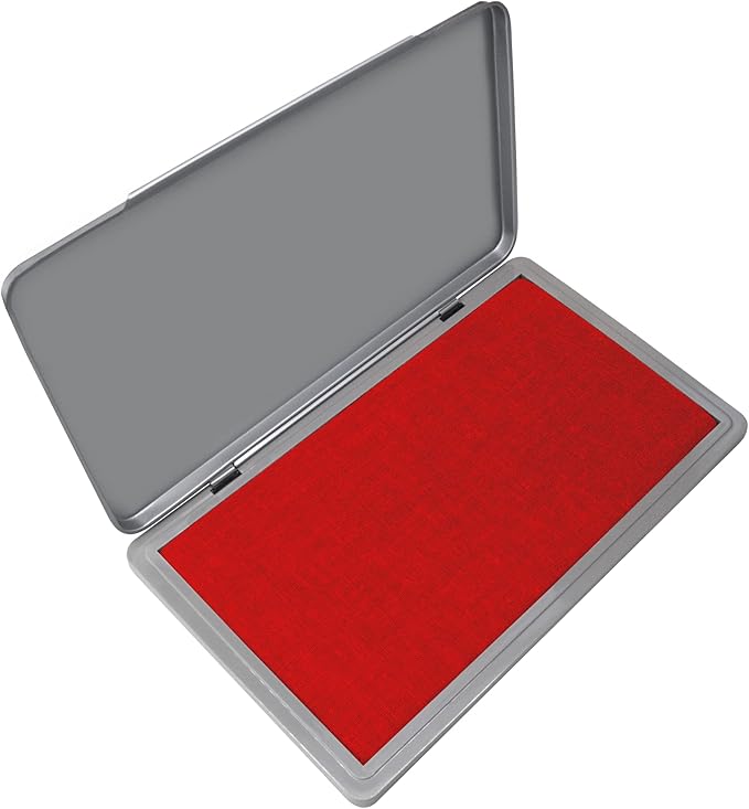 Metal Case Stamp Pad Large Size, Red Color - Size: 3" x 6" - Choose from 15 Ink Colors