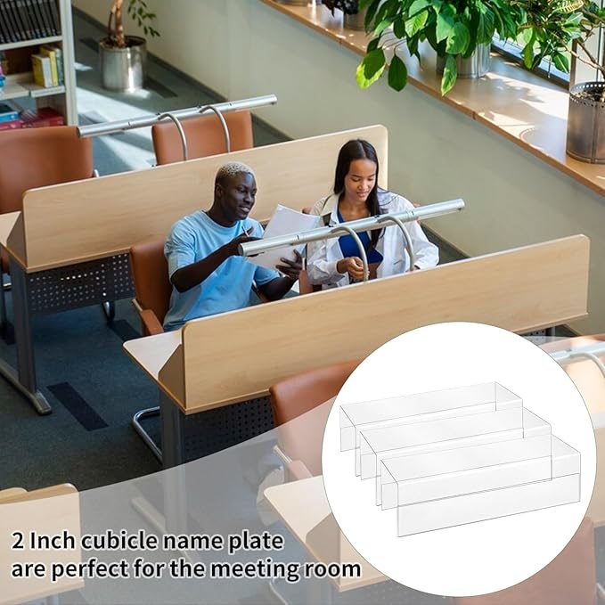 10 Pieces Cubicle Name Plate Holders fits 2.25 Inch Wall Cubicle Name Tags Clear Cubicle Name Plate Sign Bulk Nameplates for Office Home Classroom Library 8.5 x 2.5 x 2.4 Inch