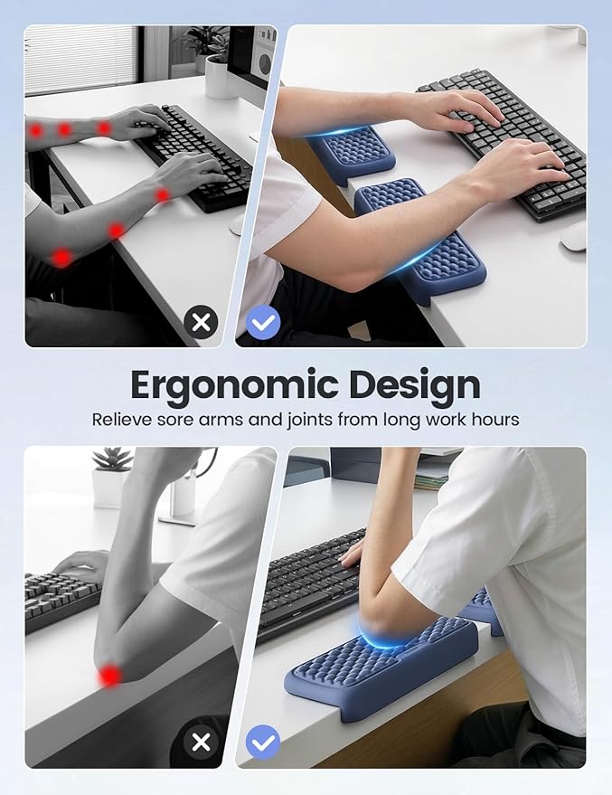 Vaydeer 2Pcs Elbow Pad for Desk, L-Shaped Arm Rest Desk Edge Cushion, Ergonomic Memory Foam Elbow Rest, Wrist Rest Support Keyboard Mouse Padding for Palm Hand Office Computer Home Gaming Accessories